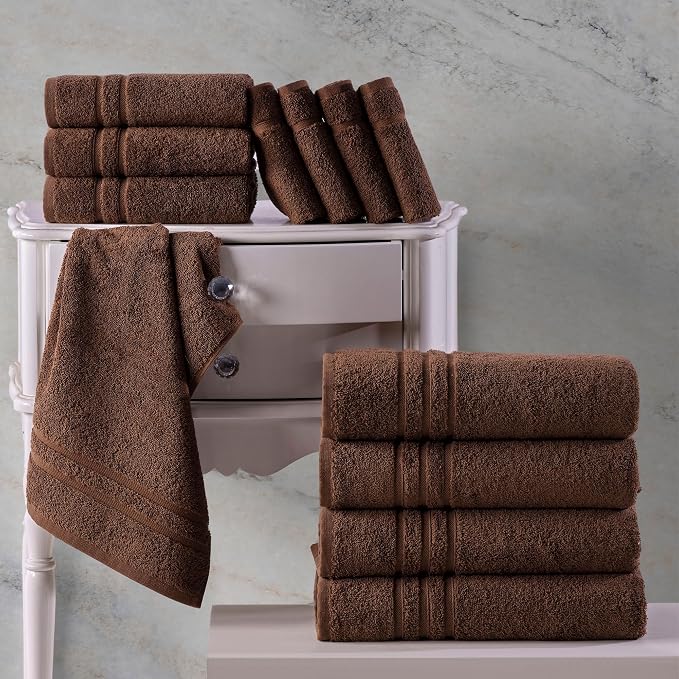 Hawmam Linen Brown Bath Towels 4 Pack Soft and Absorbent - Image 2