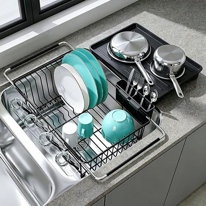 JASIWAY Black Dish Drying Rack in Sink by JASIWAY