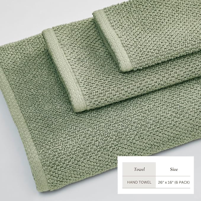 Great Bay Home 100% Cotton 6 Pack 26x16 Hand Towel Set - Image 4