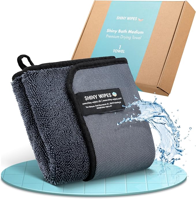 Shiny Wipes Medium Drying Towel, the Original, 12x16in/30x40cm, Ultra Absorbent by ShinyWipesShinyBath%E2%84%A2