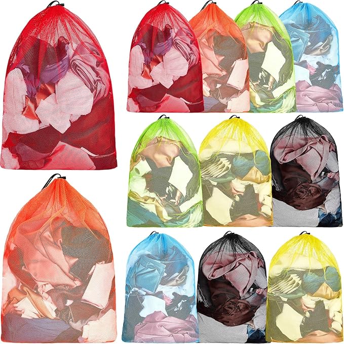 Berlune 12 Pcs 32 x 24 in Large Laundry Bag Colorful Extra Large Mesh Laundry by Berlune