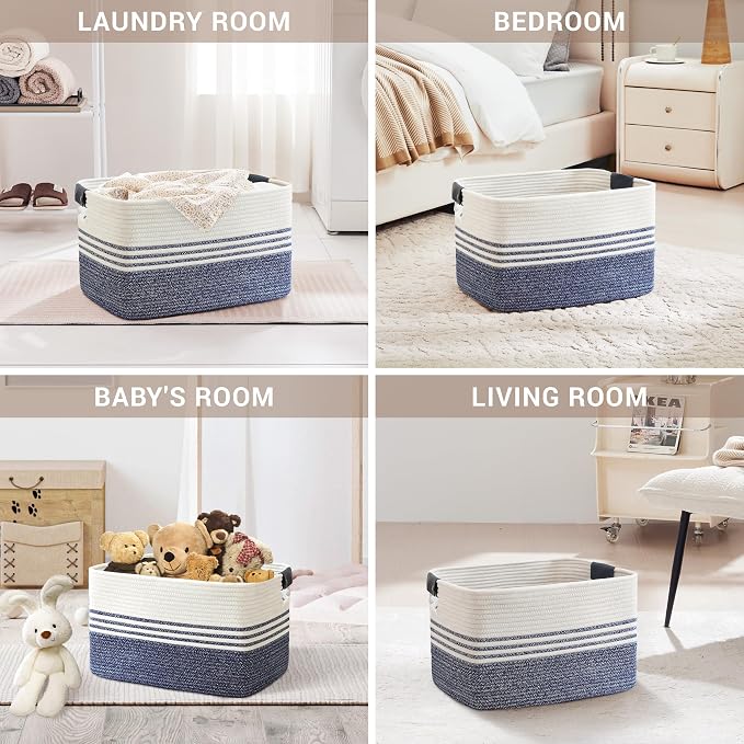 60L Woven Laundry Basket Hamper - Image 4