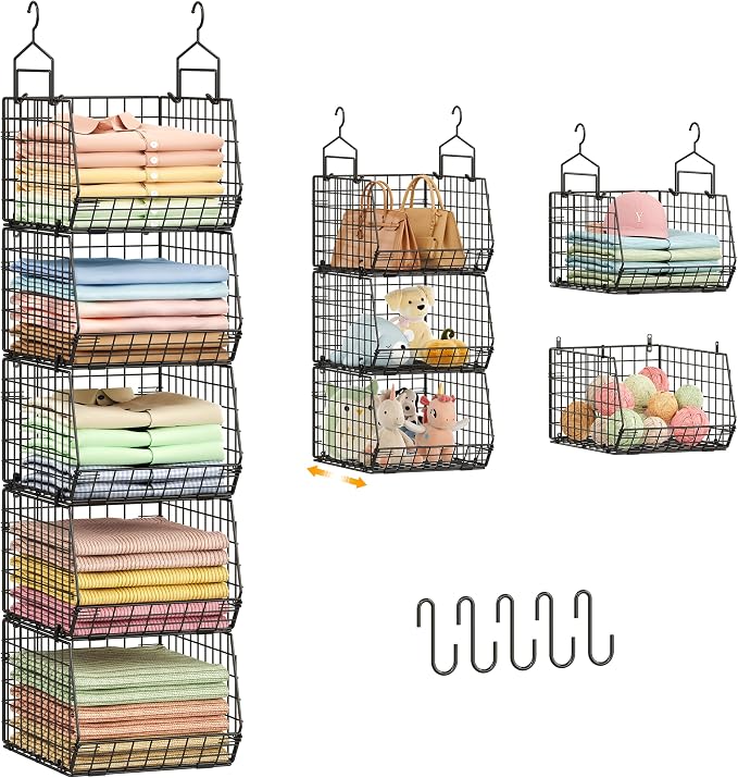 Capacity Upgrade Edition Deeper 4'' 5 Tier Foldable Hanging Closet Organizer by X-cosrack