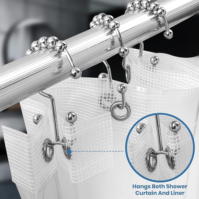 Utopia Bedding Double Glide Shower Curtain Hooks, 12 Pack, Chrome | Premium - Image 4