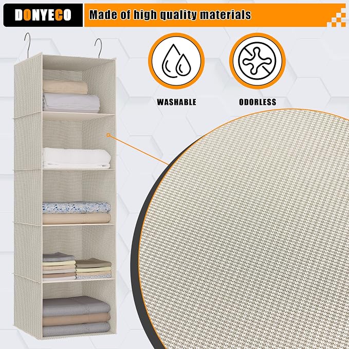 Hanging Closet Organizer 5-Tier, Oxford Wardrobe Storage, shoes & accessories; - Image 4