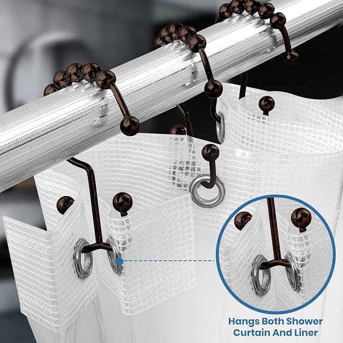 Utopia Bedding Double Glide Shower Curtain Hooks, 12 Pack, Bronze | Premium - Image 4