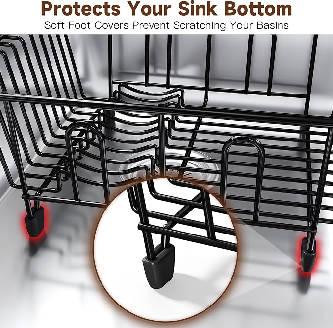 JASIWAY in Sink Dish Drying Rack, Stainless Steel Small Black Dish Drainer | - Image 7