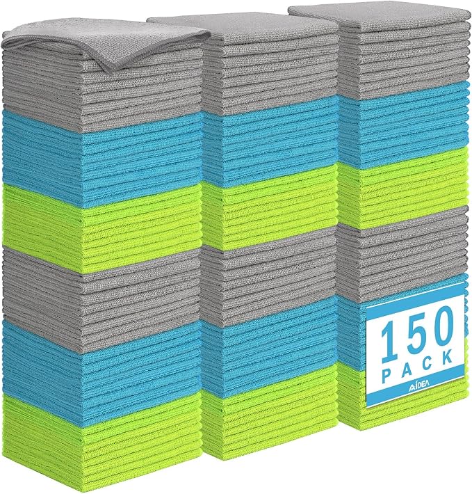 AIDEA Microfiber Cleaning Cloth-150PK, Microfiber Towels by AIDEAHOME