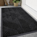 Smiry Front Door Mat Outside Entrance, Heavy Duty Sturdy Natural Rubber Doormat, Trap Dirt and Moisture, Easy Clean Low Profile Mats for Indoor Outdoor Entry, Irregular Triangle (71x47, Black)