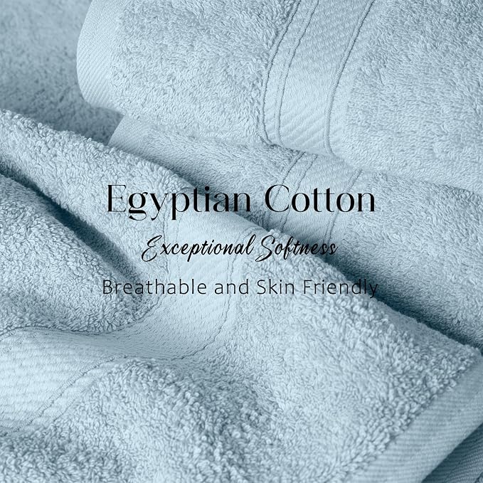 SUPERIOR Egyptian Cotton Ultra Plush & Absorbent, 3 Piece Set, Light Blue | - Image 4