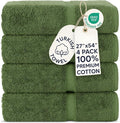 Chakir Turkish Linens 100% Cotton 4-Pack Bath Towels 27x54, Moss | Premium by ChakirTurkishLinens