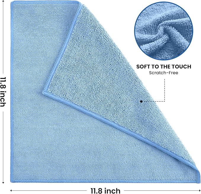 SIFANGKE Microfiber Cleaning Cloth, 12 Pack Blue Cleaning Rags - Image 2