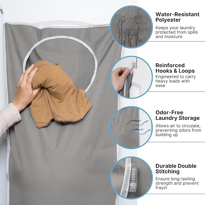 Hanging Laundry Hamper Bag XL 40x22", Space Saving over the Door Storage Bags - Image 5
