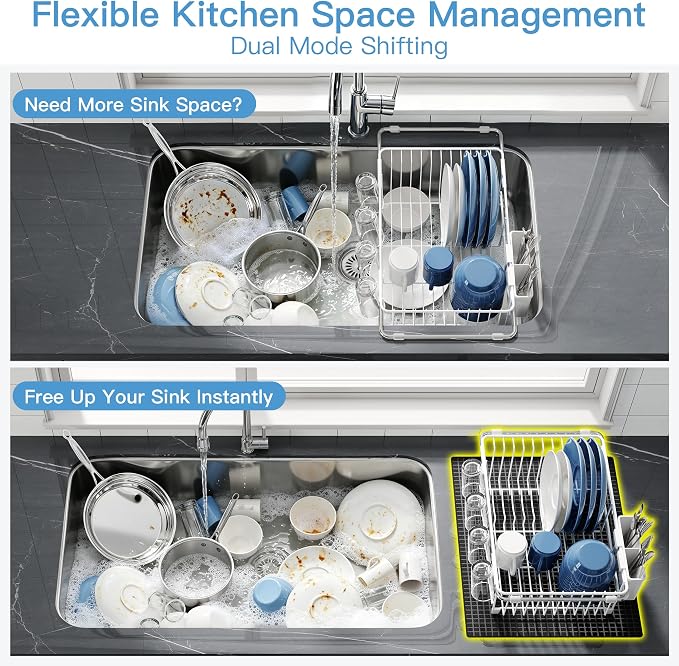 JASIWAY White Dish Drying Rack in Sink - Image 4