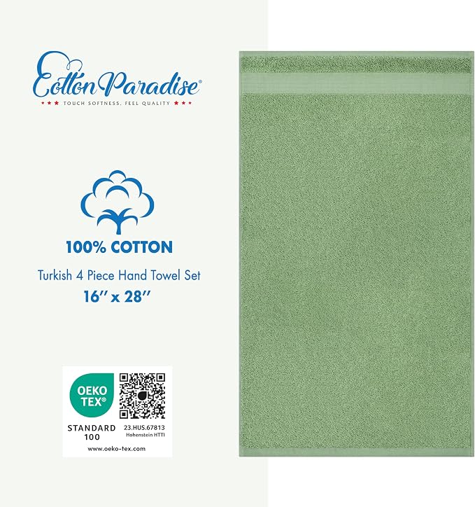 Cotton Paradise 100% Cotton Turkish Towel Set, Soft Absorbent Quick Dry - Image 4