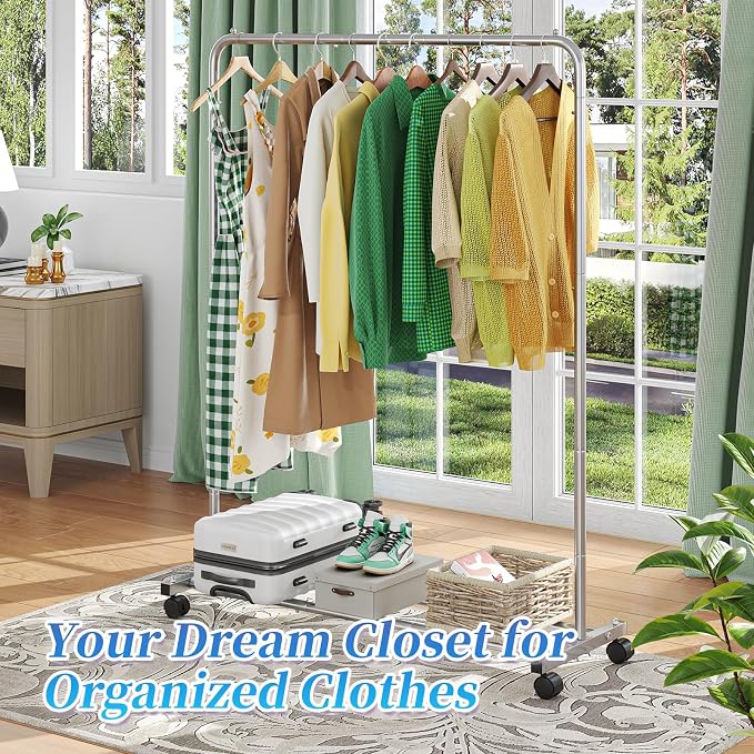 Simple Trending Clothes Clothing Garment Rack, Clothes Organizer, 360° Lockable - Image 2