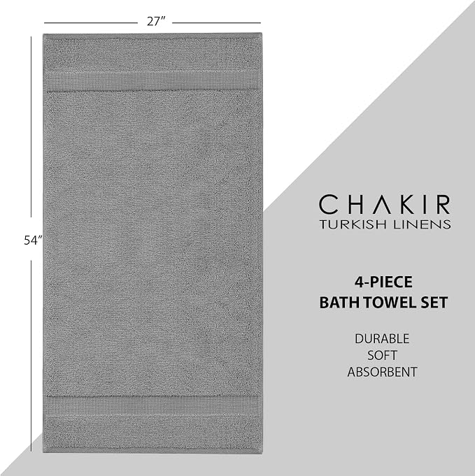 Chakir Turkish Linens 100% Cotton 4-Pack Bath Towels 27x54, Oeko-Tex Certified - Image 6