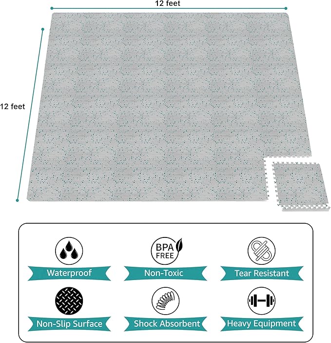 Sorbus Wood Grain Floor Tiles Foam Mat EVA Interlocking Mats Tile 3/8-Inch Thick Flooring Wood Puzzle Exercise Mats w/Borders - Home Playroom Basement, Apartment, Trade Show, Baby, Dance