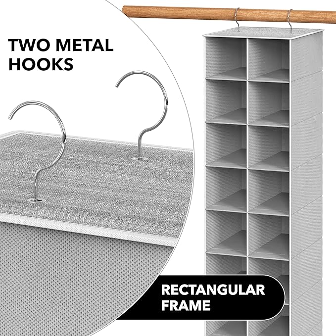 Simple Houseware 20 Section Shelves Hanging Shoes Organizer, 10 Tier, Holds Up - Image 6