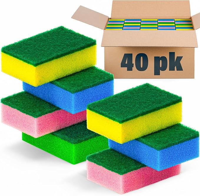 DecorRack 40 Kitchen Scrub Sponges, Heavy Duty Bulk Pack - Image 2