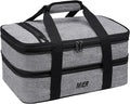 MIER Insulated Double Casserole Carrier Thermal Lunch Tote for Potluck Parties, Picnic, Beach, Fits 9 x 13 Inches Casserole Dish, Expandable by Mid Zipper, Gray