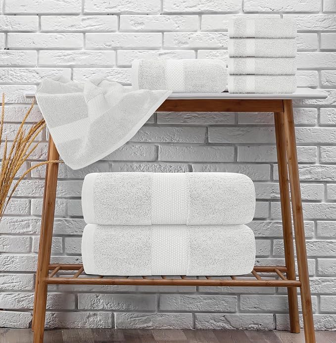 White Classic Luxury Bath Towel Set of 8 Pieces - Image 6