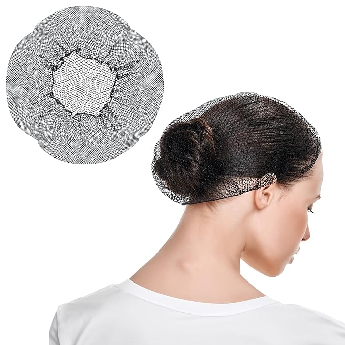 Nylon Hair Nets for Women & Men | 100 Pack | 24" Honeycomb Mesh Hair Net for Food Service, Medical & Industrial Use - Breathable & Sturdy for Bun Hair, Most Long & Short Hair - Latex Free