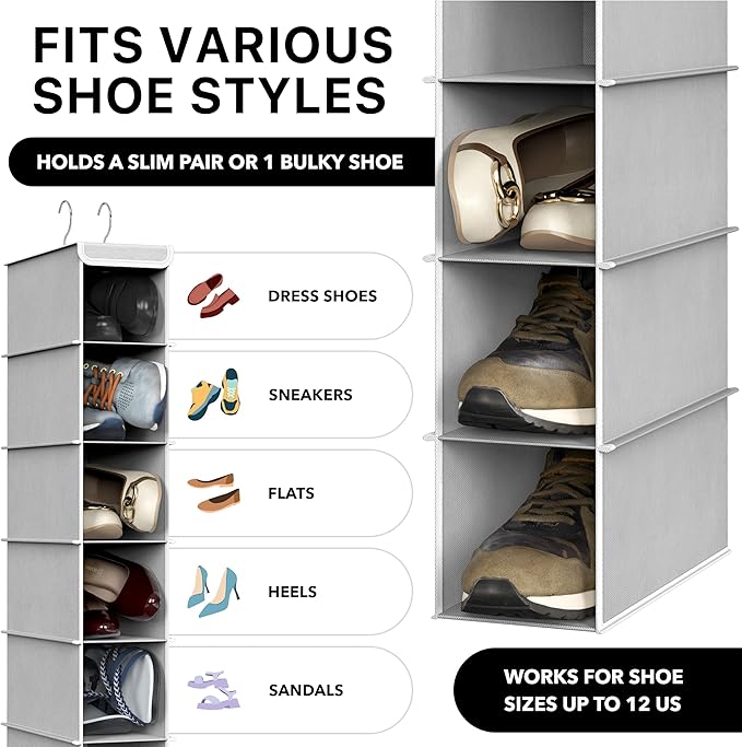Simple Houseware 10 Shelves Closet Hanging Shoe Organizer, Holds Up to 20 lbs - Image 3