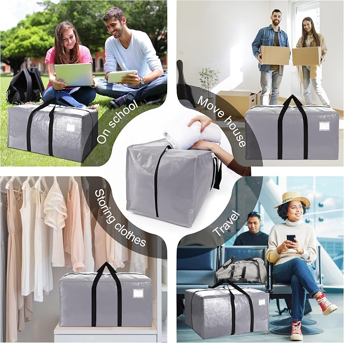 VELVETSURE 12 Pack Heavy Duty Extra Large Moving Bags W/Backpack Straps - Image 6