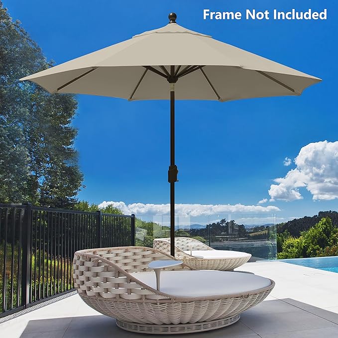EliteShade USA 9ft Replacement Covers 8 Ribs Market Patio Umbrella Canopy Cover (CANOPY ONLY) (Beige)