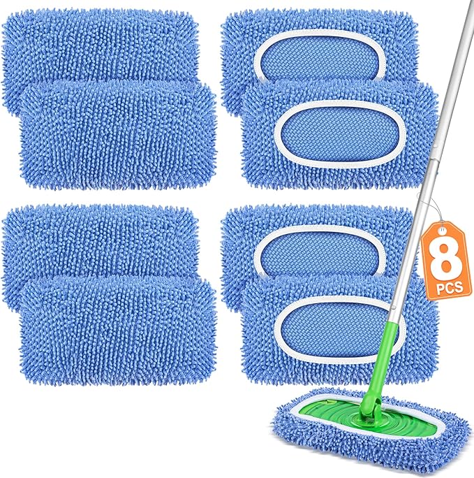 8 Pack Reusable Mop Pads Compatible by YHOVID