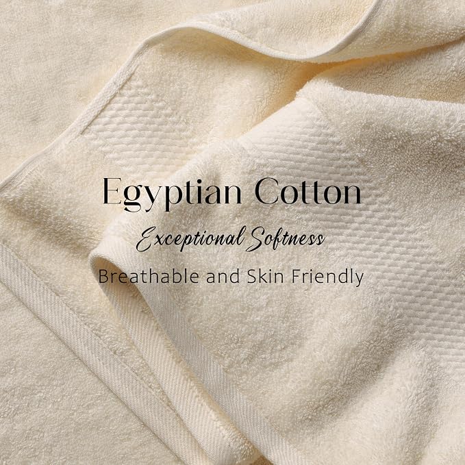 SUPERIOR Egyptian Cotton Ultra Plush & Absorbent, 6 Piece Set, Cream | Quick Dry - Image 5