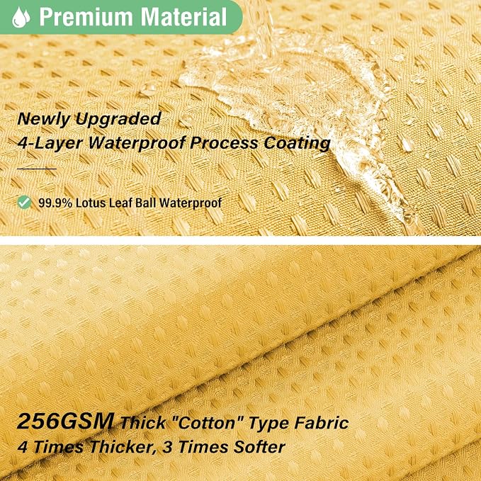 Dynamene Extra Long Waffle Shower Curtain 256 GSM Fabric 72x96 Gold - Image 4
