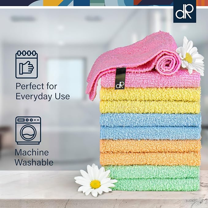 DecorRack 100% Cotton Washcloths 12x12 in - Image 5