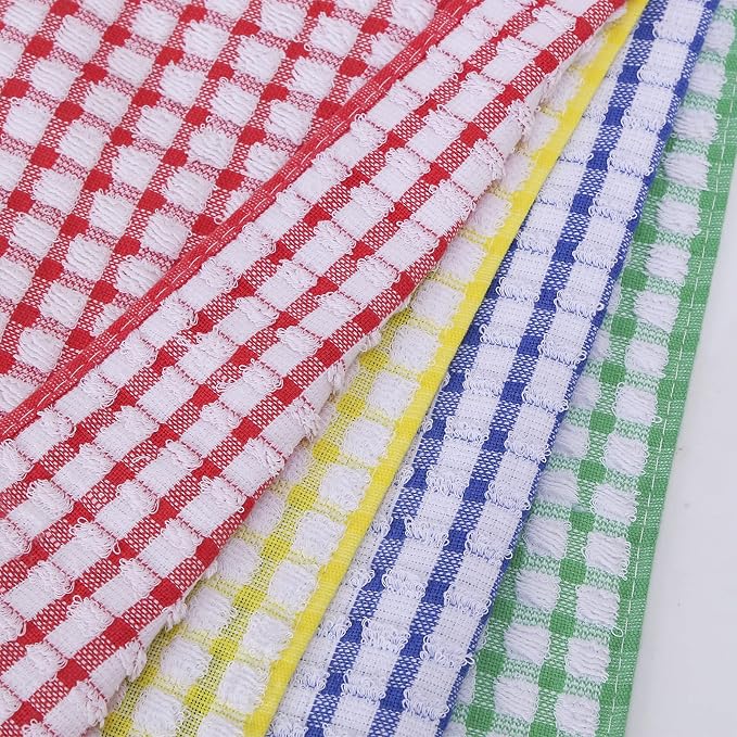 Oeleky Cotton Kitchen Towels 8 Pack, 15x26 Checkered Dish Towels - Image 4