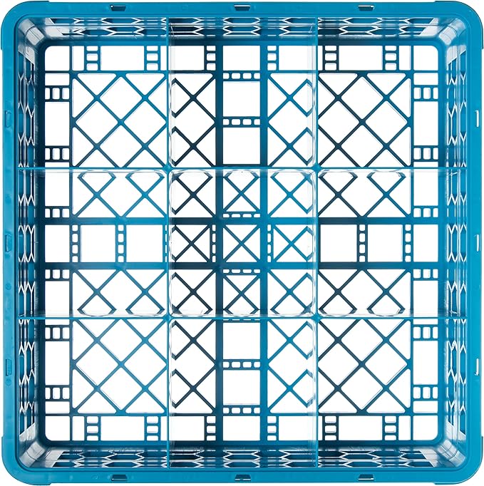 Carlisle FoodService Products RG9-114 Opticlean 9-Compartment Glass Rack with 1-Extender, Blue