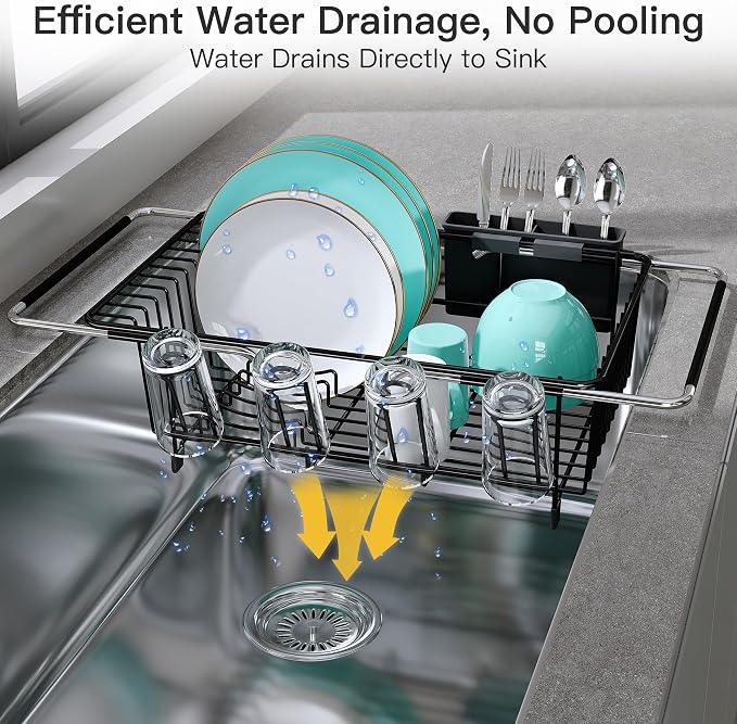 JASIWAY Black Dish Drying Rack in Sink - Image 9