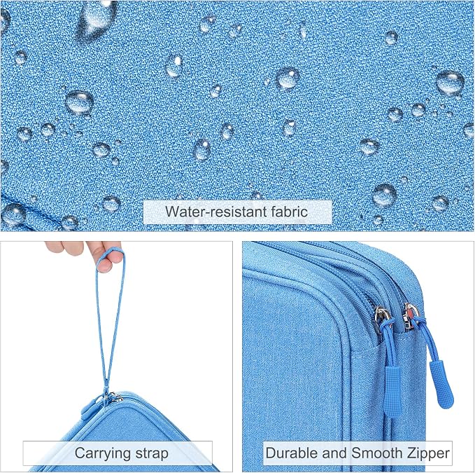 FYY Electronic Organizer, Travel Tech Pouch Bag, Extra Large, Cyan | Wrist Strap - Image 4