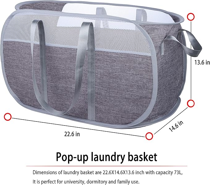 Pop Up Laundry Hamper，with Durable Handles collapsible laundry basket，Easy to - Image 6