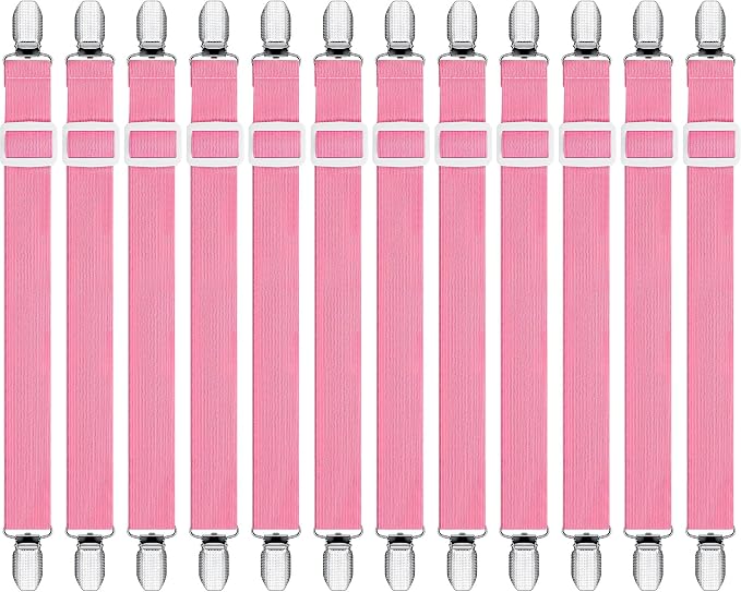 Boao 12 Pcs Bedsheet Strap Elastic Clip, 8-12 Inch Length | Sturdy Metal Clips by Boao