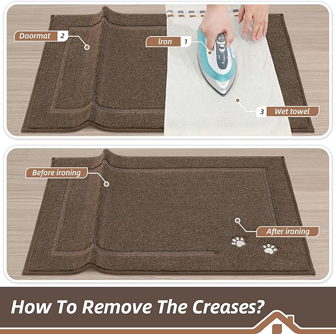 BEQHAUSE Dog Door Mat for Muddy Paws 24"x36" Dirt Trapper Absorbent Doormat Non Slip Entryway Rugs Washable Stain Resistant Welcome Floor Mat Soft Low-Profile for Front Back Door, Brown