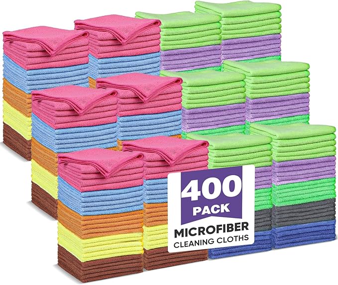10 Colors Microfiber Cleaning Cloths, 400 Pack Assorted Cleaning Rags | Highly by TEAWOO