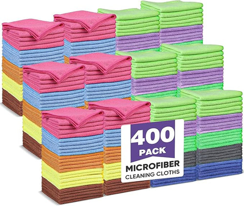 10 Colors Microfiber Cleaning Cloths, 400 Pack Assorted Cleaning Rags | Highly by TEAWOO