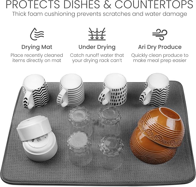 Bellemain Dish Drying Mat, Drying Matt Kitchen Counter, 17 x 24 Inch, Quick - Image 5