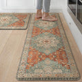 GENIMO Kitchen Mats for Floor 2PCs, Washable Anti Fatigue Mat for Cushioned, 17.3"x59"+17.3"x30", Waterproof Kitchen Rugs, Non Slip Comfort Standing Mat Rug for Home, Sink, Laundry, Multi