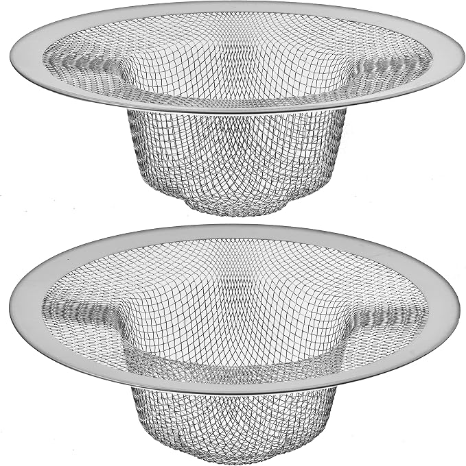 2 Pack - 4.5" Top / 3" Mesh Basket - Kitchen Sink Drain Strainer Stainless by HilltopProducts