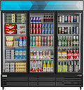 KoolMore MDR-3GD-63C 3 Glass Commercial Display Refrigerator Upright Beverage Cooler Merchandiser-56, 56 Cu. Ft. Space Saver Triple Swing Door, Black