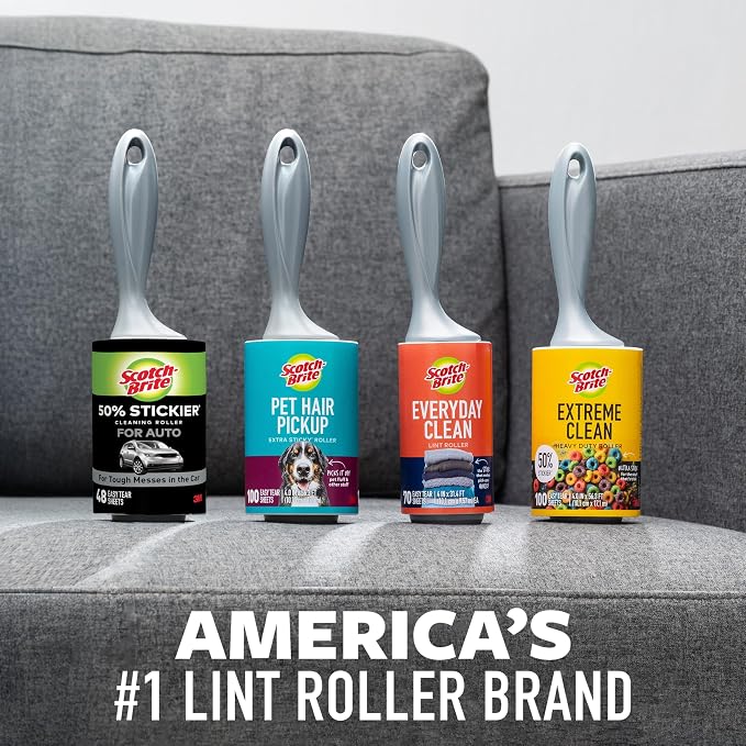Scotch-Brite 50% Stickier Auto Lint Roller, 192 Sheets Total, 4 Pack - Image 9