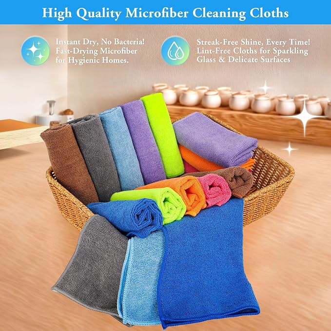 lucdnc Microfiber Cleaning Cloths 16 Pack 8 Colors 11.5"x11.5" - Image 7