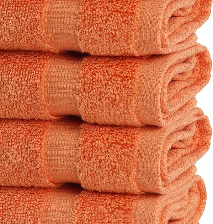 Chakir Turkish Linens 100% Cotton 4-Pack Washcloths 13x13, Coral | Premium - Image 4